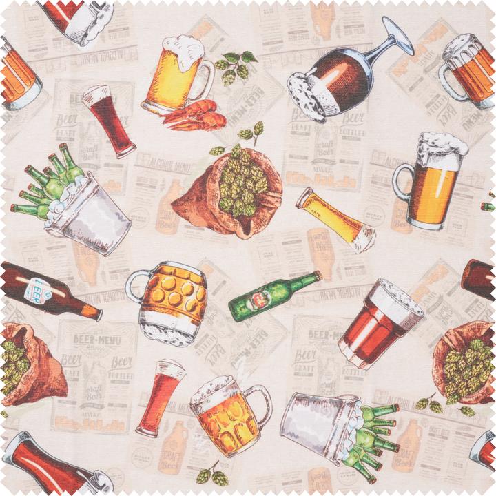 Image du produit VBS Tissu à motifs imitation lin "Bière", largeur 140 cm, vendu au mètre