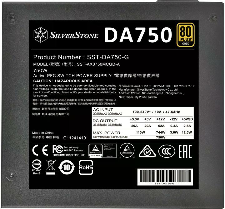 Produktbild Silverstone SST-DA750-G Netzteil 80 PLUS Gold, modular - 750 Watt (750 W)