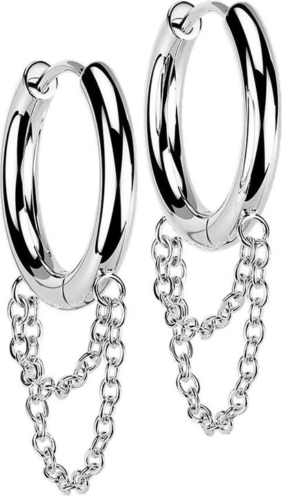 Star Piercing Ohrring silber Anhänger Doppelkette (ohne Messing, Chirurgenstahl 316L)