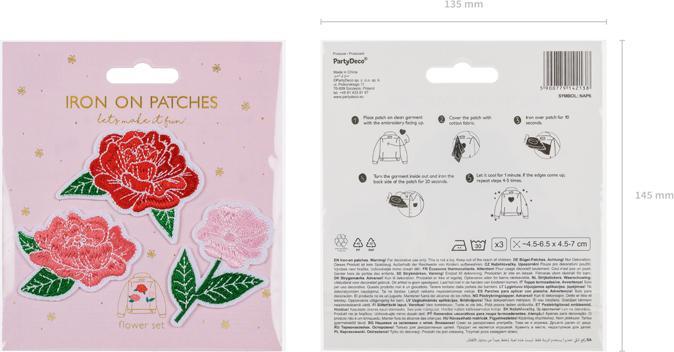 Image du produit Partydeco Fer sur patchs Fleurs, mélange, 4.5-6.5x4.5-7cm (1 pkt / 3 pc.)