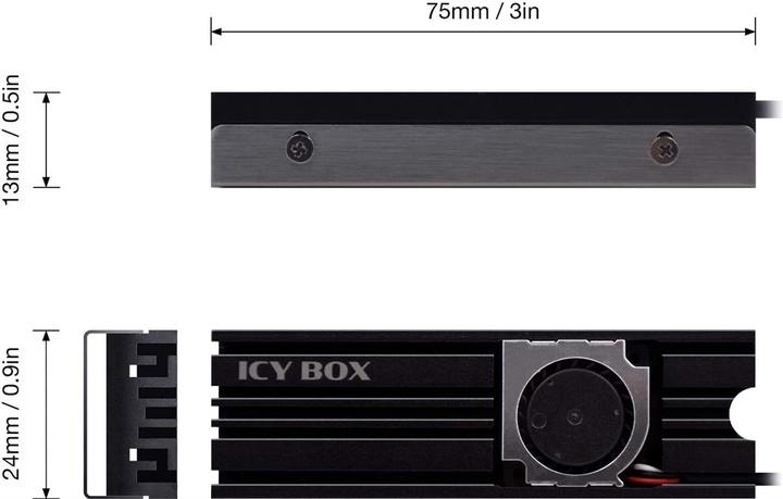 Actual product image Icy Box Heat Sink with Fan for M.2 SSD