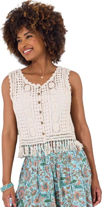 Actual product image Joe Browns Neutral Tassel Crochet Waistcoat (L)