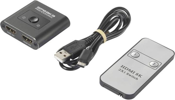Produktbild SpeaKa Professional SP-HSW-231 2 Port HDMI-Switch Ultra HD-fähig 7680 x 4320 Pix