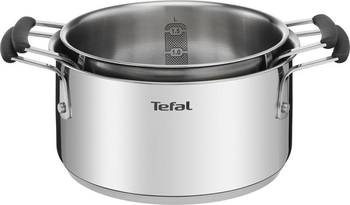 Actual product image Tefal OptiSpace - Pan set - 4-piece (kookpan 18 & 20 cm, koekenpan 24 & 28 cm) (24 cm, Pan set + pot set, Stainless steel)