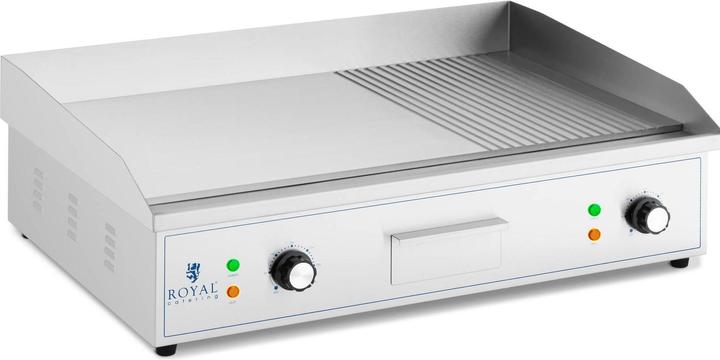 Produktbild Royal Catering Elektro Grillplatte Grillplatte Grill 727 x 420 mm geriffelt/glatt 3.000 W (0.00 kW)