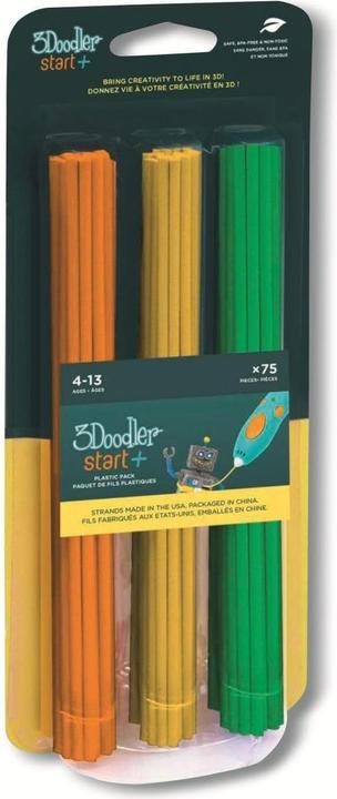 3Doodler Start 3DS-ECO-MIX2-75 3D printing material Compostable plastic Green Orange Yell (PLA, 2.50 mm, 92 g, Orange, Grün, Gelb)