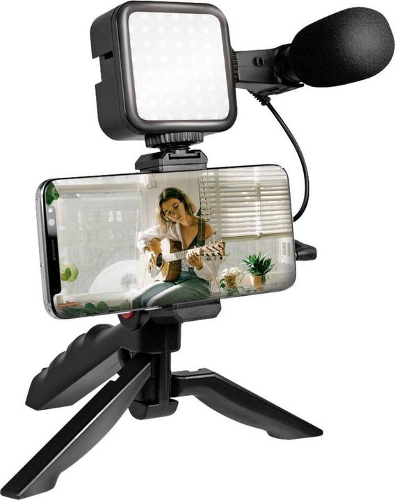 Immagine prodotto LogiLink Kit Vlogger con luce LED, microfono + treppiede, per smartphone da 4,77 pollici