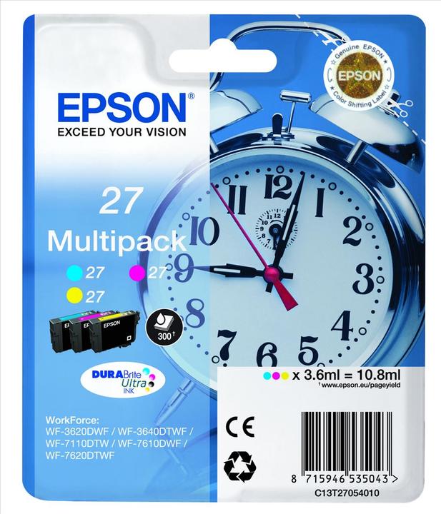 Produktbild Inkadoo Epson C13T2705402027 Tintenpatrone MultiPack CMY 3x350pg3x36ml VE=3 Epson WF 3620 (M, C, Y)