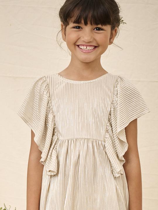 Actual product image Vertbaudet Mädchen Festkleid mit Schmetterlingsärmeln aus Lamé (146)
