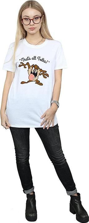 Actual product image Looney Tunes Womens/Ladies That's All Folks Taz Cotton Boyfriend T-Shirt (XXL)
