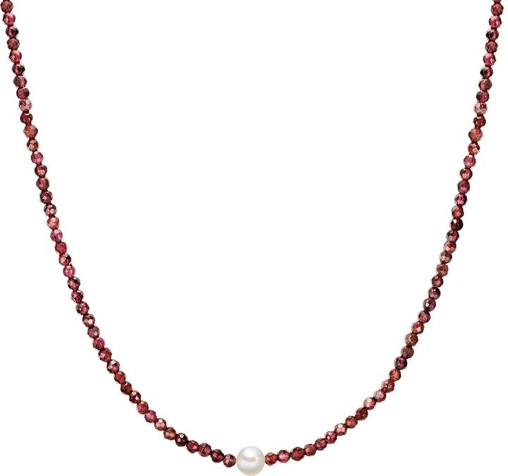 Valero Pearls Damen Sterling Silber Granat Süsswasser-Zuchtperle silber 40,0 cm Basiskette + 5,0 cm Verlängerung - (Sterling Silber, 40 - 45 cm)