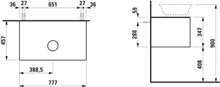 Actual product image Laufen The New Classic Sideboard, 1 drawer, 775x455x345mm, to WT tray H812852/3, H406011085
