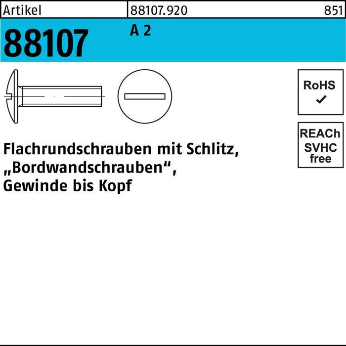 Produktbild Flachrundschraube R 88107 m.Schlitz VG M 6 x 10 A 2 (500 Schrauben pro Stück)