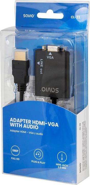 Produktbild Savio CL-23 Videokabel-Adapter VGA (D-Sub) HDMI Typ A (Standard) (VGA, HDMI, 50 cm)