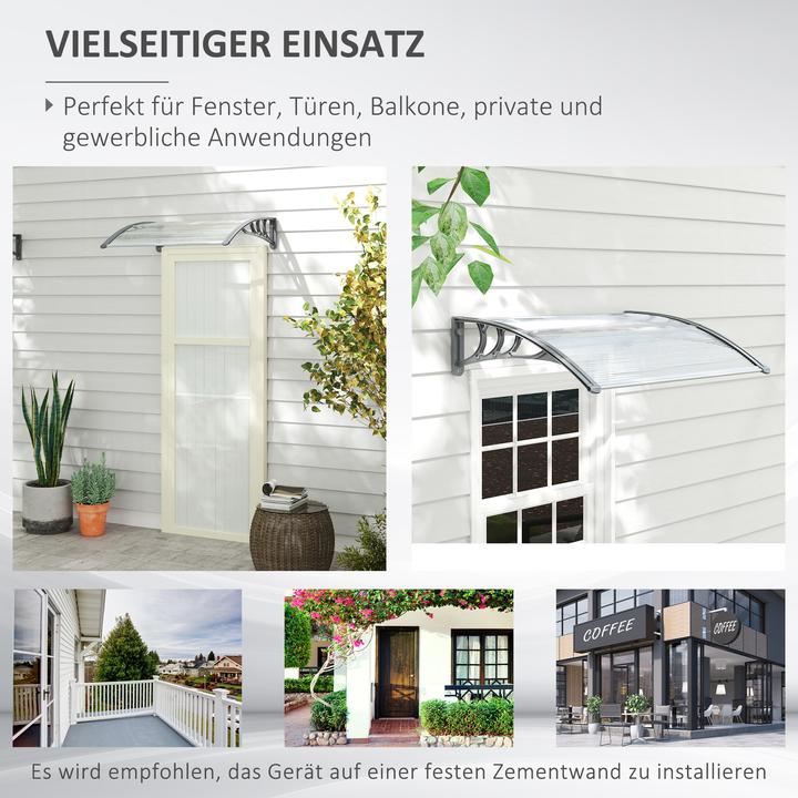 Produktbild Outsunny Vordach für Haustür Polycarbonat Silber
