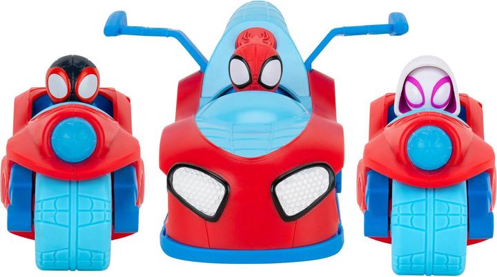 Actual product image Spiderman Spidey 3-in-1 Fahrzeug Jet + 2 Motorräder