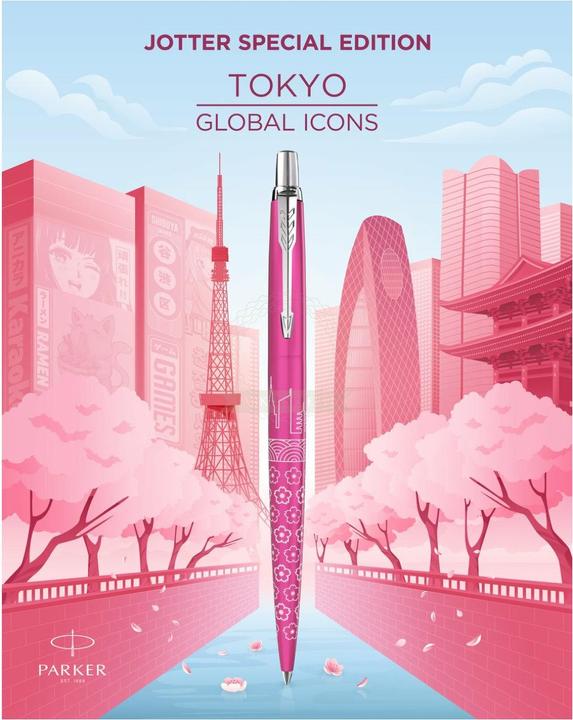 Produktbild Parker Pen Druckkugelschreiber JOTTER Tokyo, metallic-rosa Strichstärke: M, Strichfarbe: blau, Schaft aus Edels (Pink, 1 x)