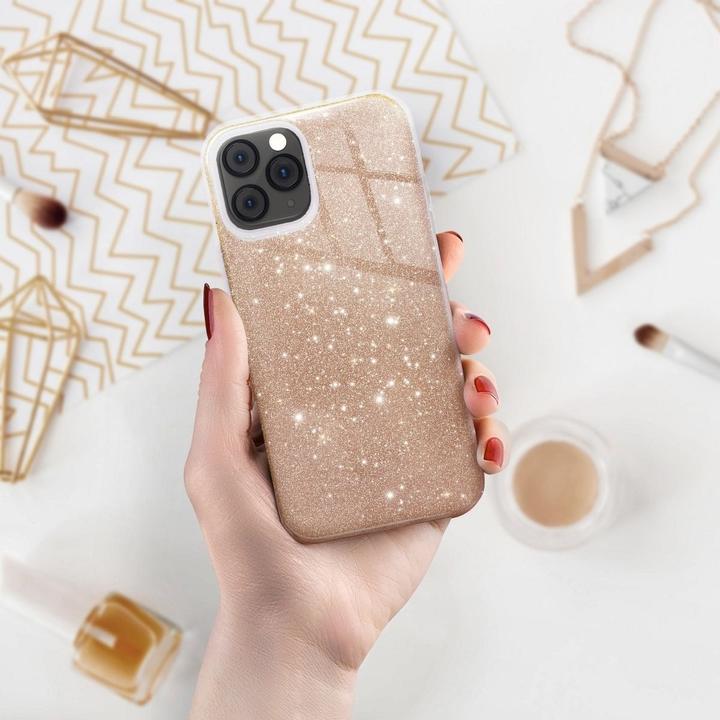 Produktbild König Design Handyhülle für Samsung Galaxy A20e Schutzcase Cover Bumper Schale Glitzer Gold (Samsung Galaxy A20e)