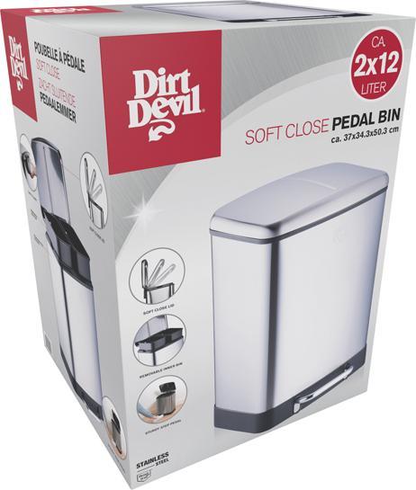 Image du produit Dirt Devil Pedal Bin 2x12L 3pc soft close (24 l)