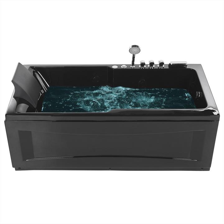 Beliani Whirlpool Badewanne schwarz rechteckig mit LED 169 x 81 cm links ARTEMISA (200 l, 81 cm, 169 cm)