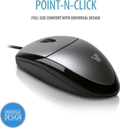 Actual product image V7 Mouse Optical Blk/Sil Retail (Cable)