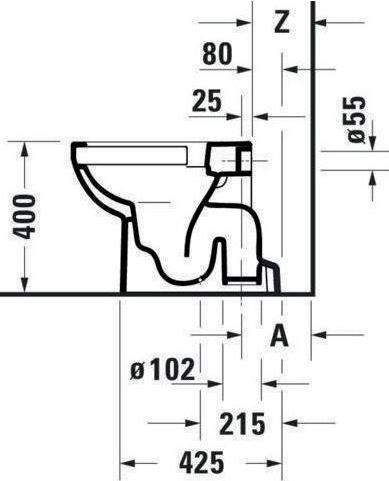 Produktbild Duravit Stand-WC DURASTYLE BASIC RIMLESS ti. 365x560mm Ab se HygieneGlaze weiss