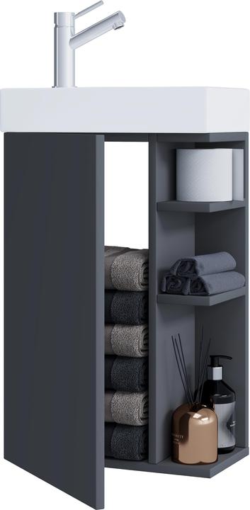 Produktbild VCM 2-tlg Badmöbel Set Gäste WC Gästebad Waschplatz Waschtisch klein schmal Lumia