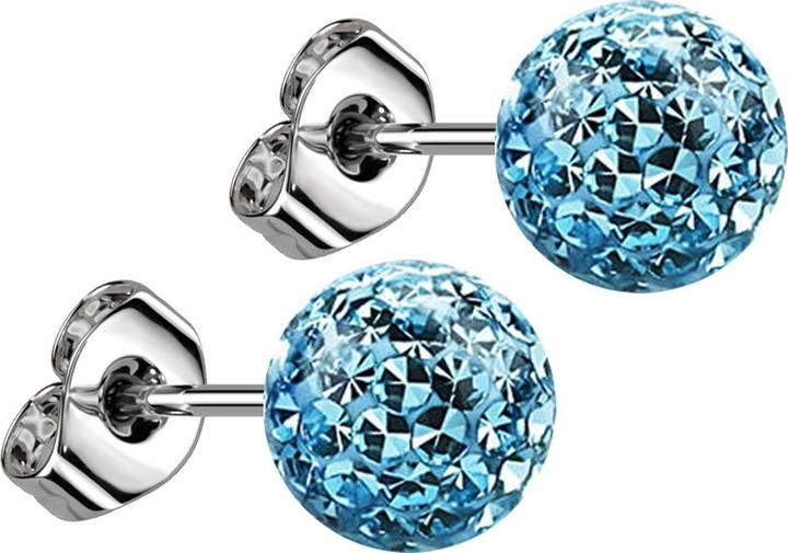 Star Piercing Ohrstecker silber mit Kristall Kugel aqua Epoxy Schutzschicht (ohne Messing, Chirurgenstahl 316L)