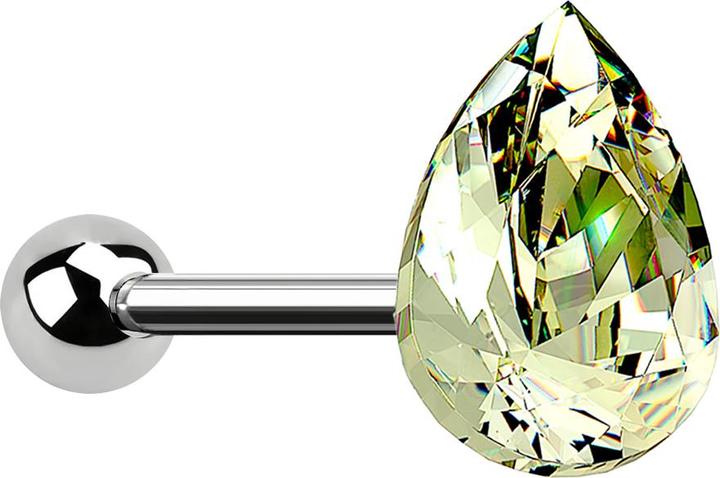 Star Piercing Micro Barbell silber Tropfen Kristall grün (ohne Messing, Chirurgenstahl 316L)