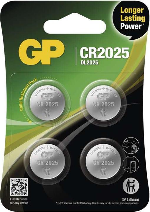 Image du produit GP Batteries CR2025 Lithium (4 pcs, CR2025, 160 mAh)