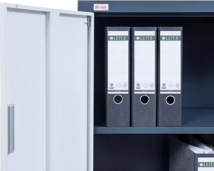 Immagine prodotto Jet-Line Mobili per ufficio Armadio per archiviazione KIEW rosso-grigio scuro 90x40x90cm in metallo