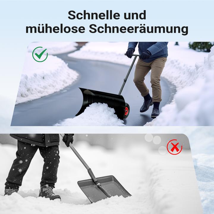 Produktbild Wiltec Schneeschieber mit Rädern 74x43cm Schneeschaufel Stahl Schneeschippe