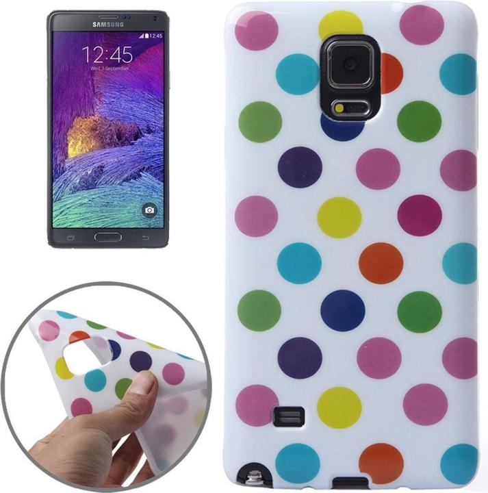 Produktbild König Design Schutzhülle für Handy Samsung Galaxy Note 4 SM N910F Weiss / Bunt gepunktet (Samsung Galaxy Note 4)