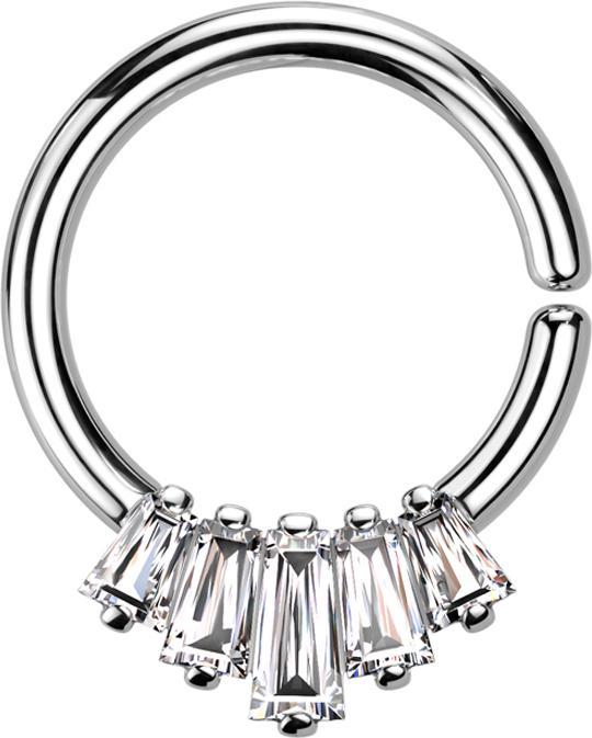 Produktbild Star Piercing Micro Piercing Ring silber fünf Kristalle Baguette silber (Messing)