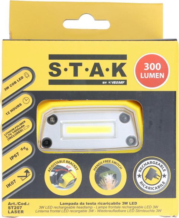 Actual product image Velamp LED Stirnleuchte mit COB LED, inklusive Akku, 60 Grad neigbar (300 lm)