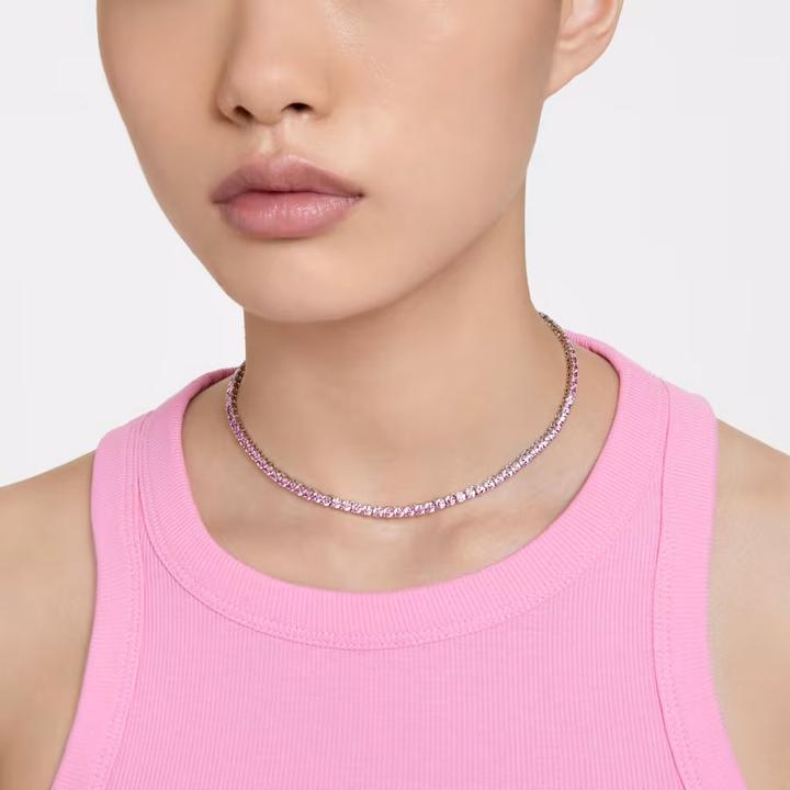 Immagine prodotto Swarovski 5681800 Ketting Matrix Tennis zilverkleurig-roze 41 cm. (Metallo Swarovski, 41 cm)