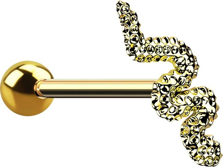 Star Piercing Micro Barbell vergoldet mit Kugel und Schlange (ohne Messing, Chirurgenstahl 316L)