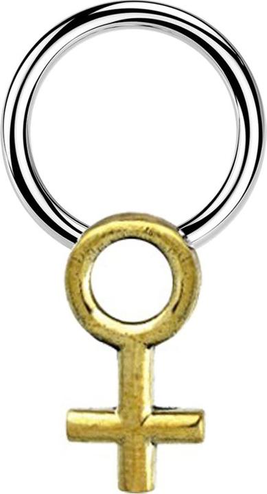 Star Piercing Micro Closure Ring silber Gendersymbol Frau vergoldet (Messing, Chirurgenstahl 316L)