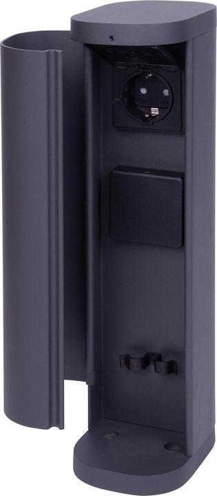 Produktbild Novatool 1x Steckdosenturm 2-fach aussen Anthrazit rund mit Blende IP44 Steckdose Aussen
