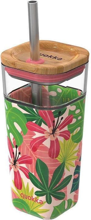 Quokka Cube glass 540 ml - drinking container with straw (0.54 l)