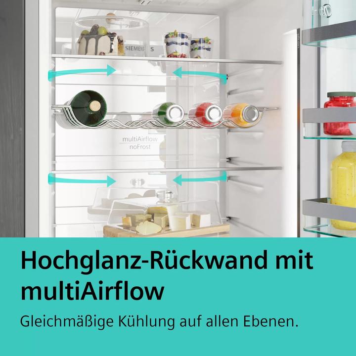 Produktbild Siemens iQ300, Freistehende Kühl-Gefrier-Kombination mit Gefrierbereich unten, 186 x 60 cm, Edelstahl antiFi (321 l)