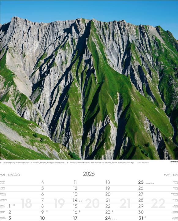 Actual product image Alpen Kalender 2026 (Hardcover, German, French, Italian, English)