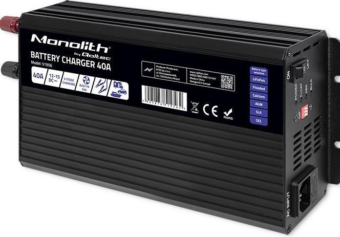 Qoltec ładowarka Do Akumulatorów Lifepo4 Agm Gel Sla | 40a | 12v (12V, 24V, 6V, 40 A)