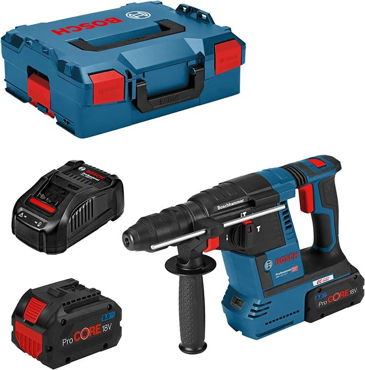 2 x ProCORE18V 8.0Ah rechargeable battery, GBH 18V-26F, Fast charger