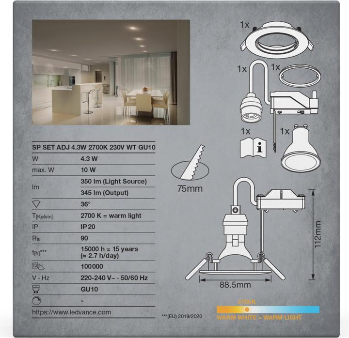 Produktbild Ledvance Led Spot Recess Twistlock (350 lm, GU10)
