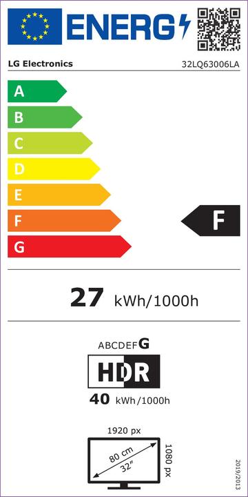 Energielabel LG 32LQ63006LA (32", LQ63, LED, Volledige HD, 2022)