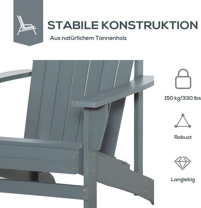 Produktbild Swisshandel24 Gartenstuhl mit Becherhalter Gartenliege Balkonstuhl Massivholz Dunkelgrau 97 x 72,5 x 93 cm