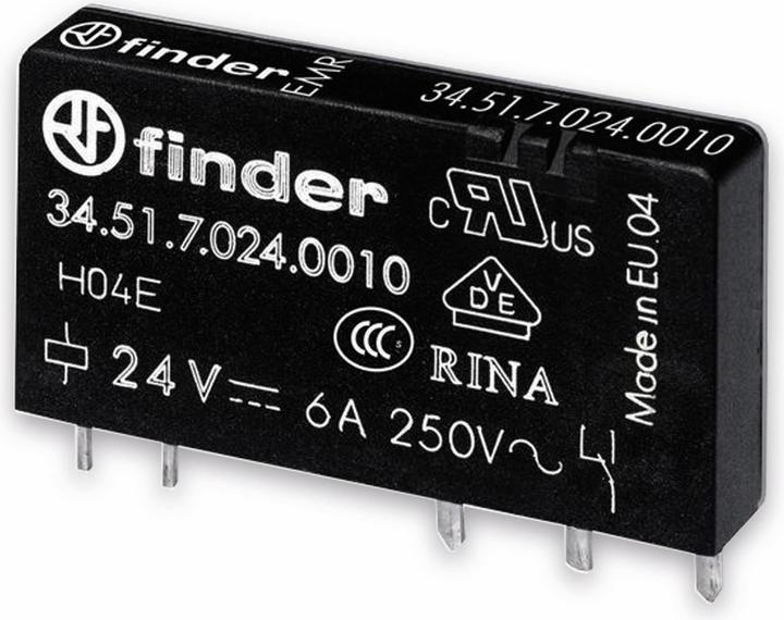 Actual product image Finder S.p.A. 34.51.7.024.5010 Print relay 24 V/DC 6 A 1 change-over contact 1 pc (34.51.7.024.5010)