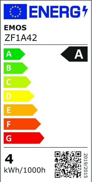 Energie-Label Emos LED Lampe Filament Mini Globe A CLASS / E14 / 3,8 W (60 W) / 806 lm / Warmweiss (E14, 3.80 W, 806 lm, 1 x, A)