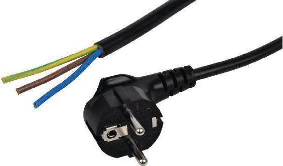 Actual product image RND Electronics AC power cable, earthed plug type F (CEE 7/4) - open ends, 2m, black (2 m)